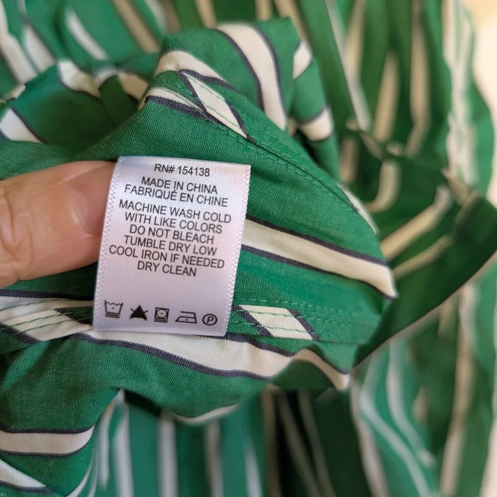STAUD Michelle Striped Shirt Mini Dress Seaweed Green Size M NWT Chic Versatile - Picture 9 of 16